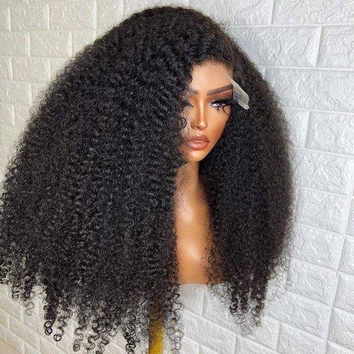 Wholesale Cheap Prices Wear And Go Pre Plucked Brazilian Human Hair Afro Kinky Curly 5×5 13×4 Frontal Glueless HD Full Lace Wigs
