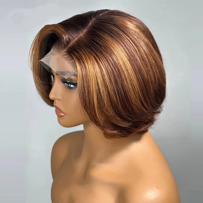 Peluca Pixie con cierre 4*4 de nuevo estilo, corte corto, cabello humano 100%