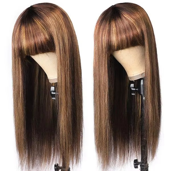 RXHAIR Hot Selling Straight Wigs Human Hair Wigs With Bang Glueless Wigs For Black Women Raw Vietnamese Hair