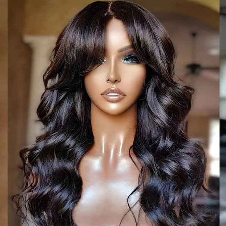 باروكة شعر طبيعي كاملة بدون غراء، باروكة شعر هندي طبيعي خام، باروكة شعر طبيعي كاملة غير معالجة 100%