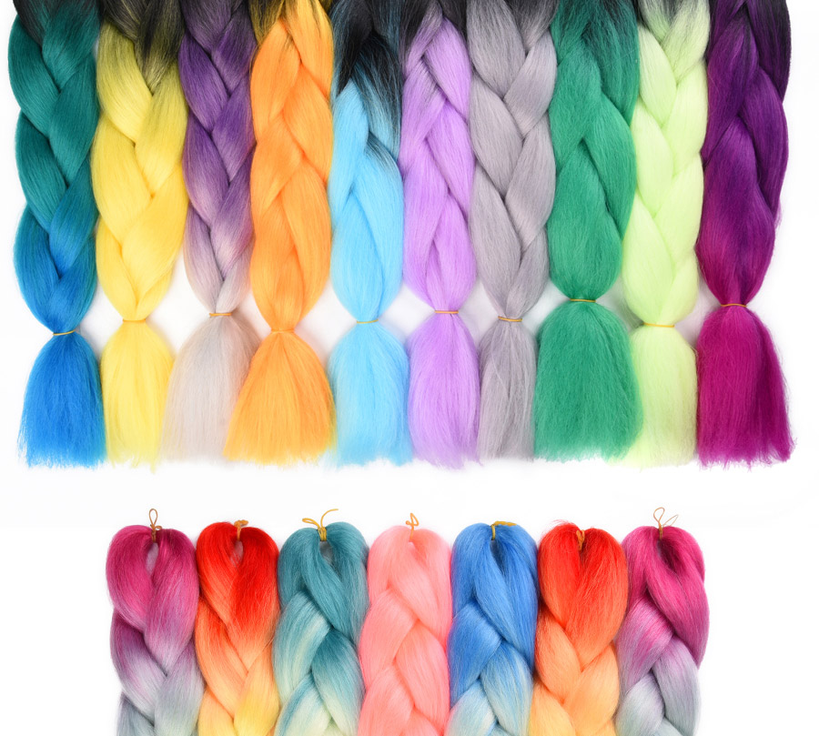 100g 24inch Synthetic yaki jumbo braid hair two tone ombre jumbo braiding hair