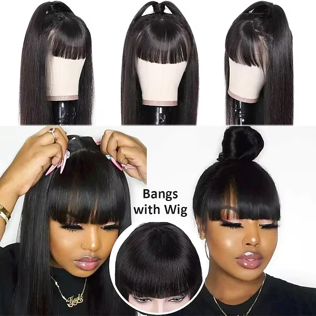 RXHAIR Hot Selling Straight Wigs Human Hair Wigs With Bang Glueless Wigs For Black Women Raw Vietnamese Hair