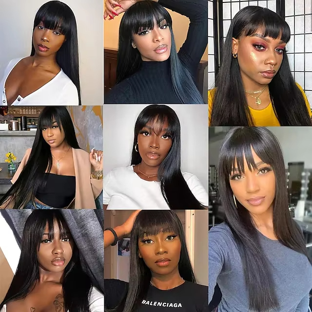 RXHAIR Hot Selling Straight Wigs Human Hair Wigs With Bang Glueless Wigs For Black Women Raw Vietnamese Hair