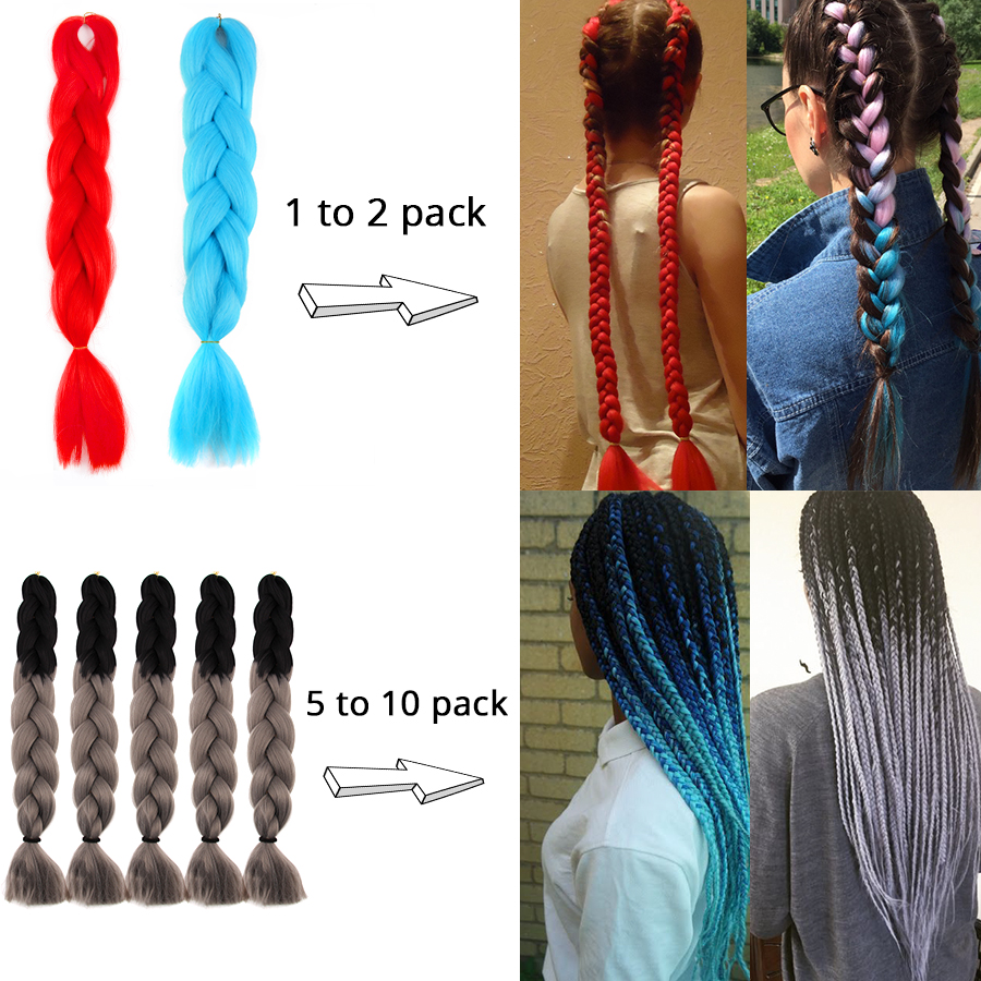 100g 24inch Synthetic yaki jumbo braid hair two tone ombre jumbo braiding hair
