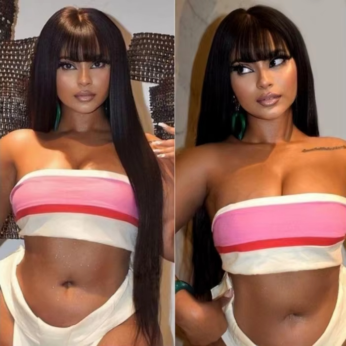 RXHAIR Hot Selling Straight Wigs Human Hair Wigs With Bang Glueless Wigs For Black Women Raw Vietnamese Hair