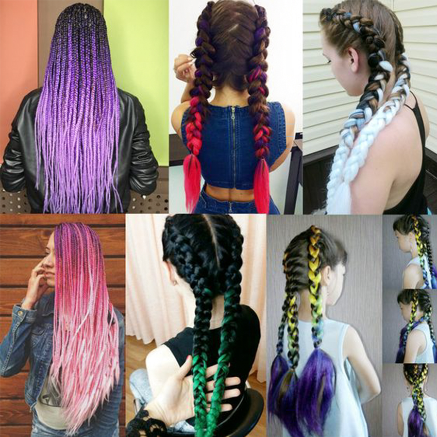 100g 24inch Synthetic yaki jumbo braid hair two tone ombre jumbo braiding hair