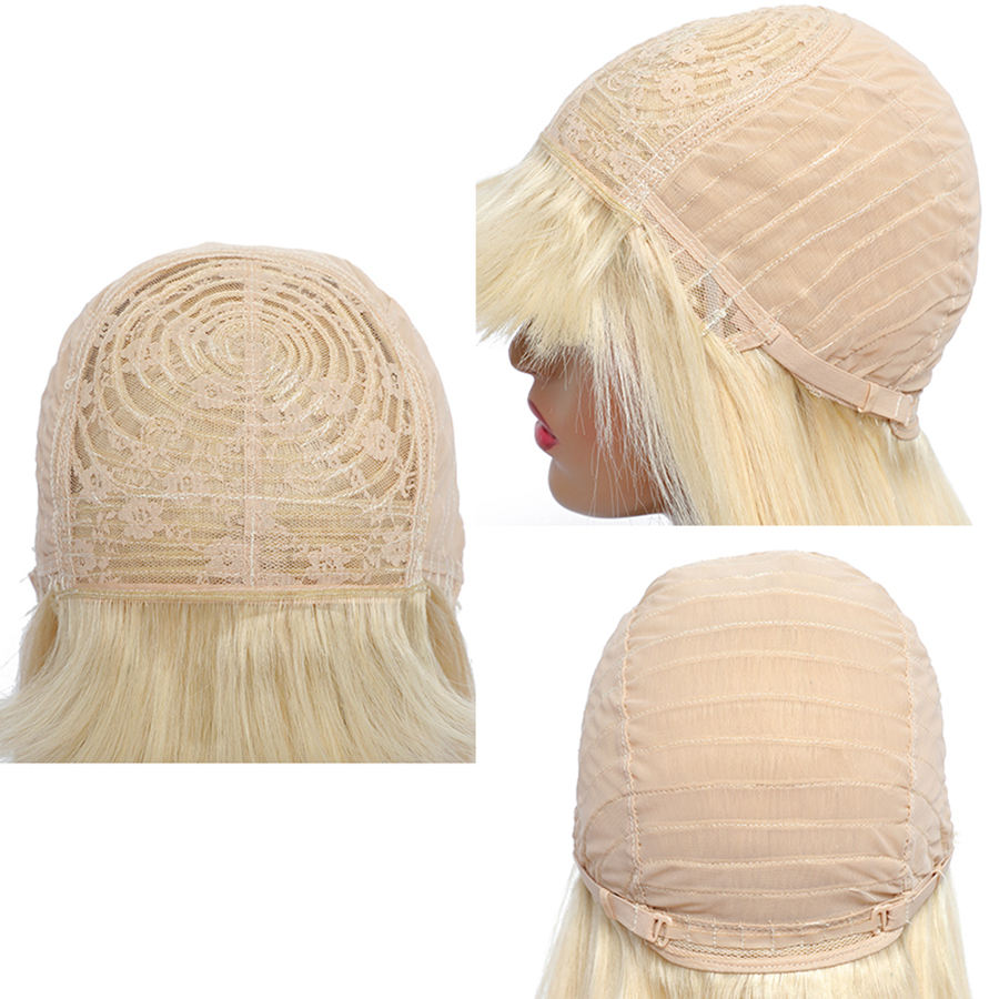 8-30 Inch 613 Blonde Human Hair Wig With Bangs Brazilian Remy Hair Full Machine Made Human Hair Wigs With Bangs For Black Women