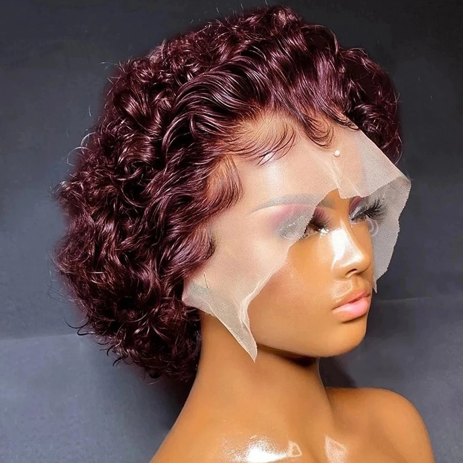 Pixie curly 13×1 Lace Frontal Wigs 100% Human Hair curly short cut wig For Black Women
