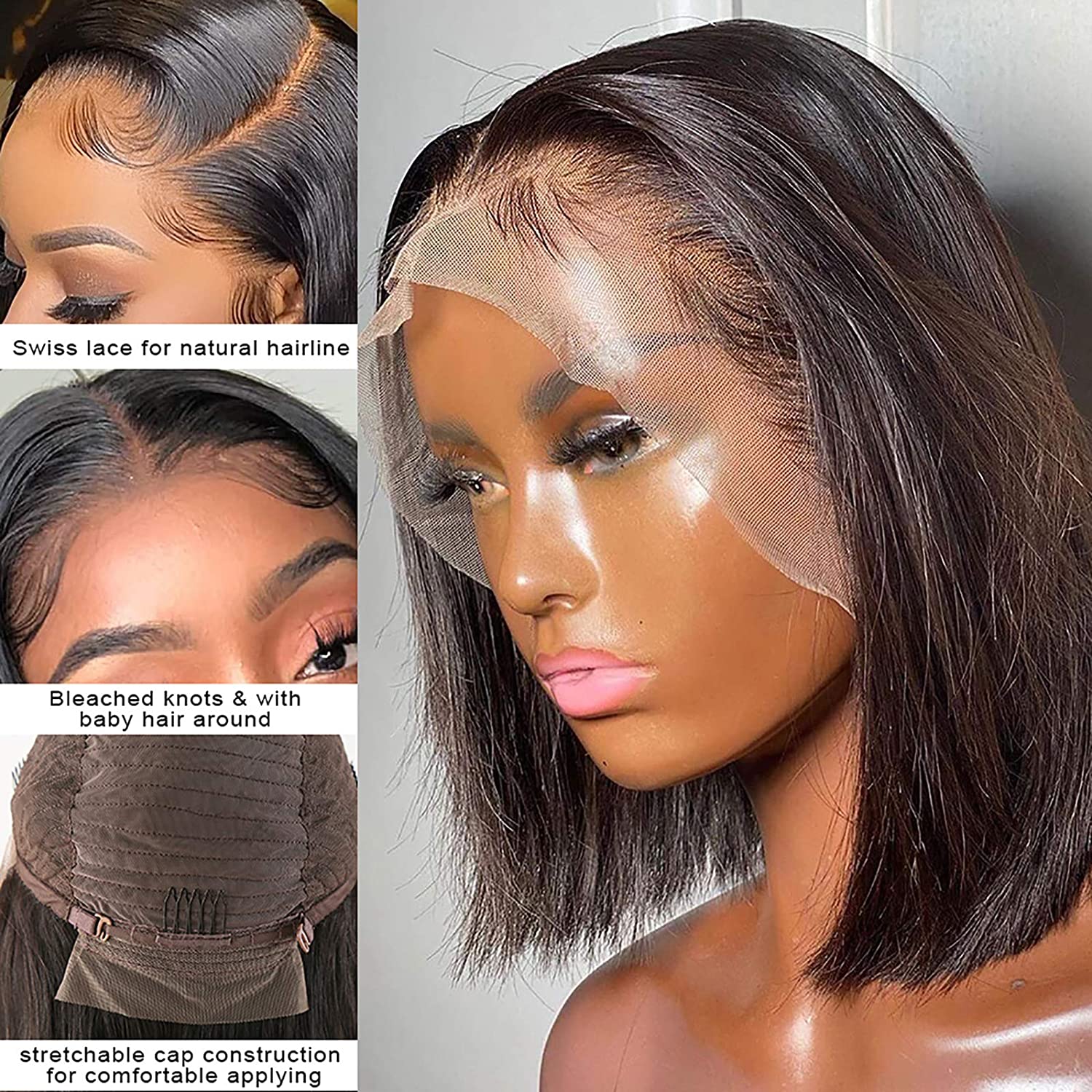 13×4 13×6 Brazilian Transparent Wholesale Vendor Cheap Natural Straight Hd Short Bob Wigs Frontal Wigs Human Hair Lace Front