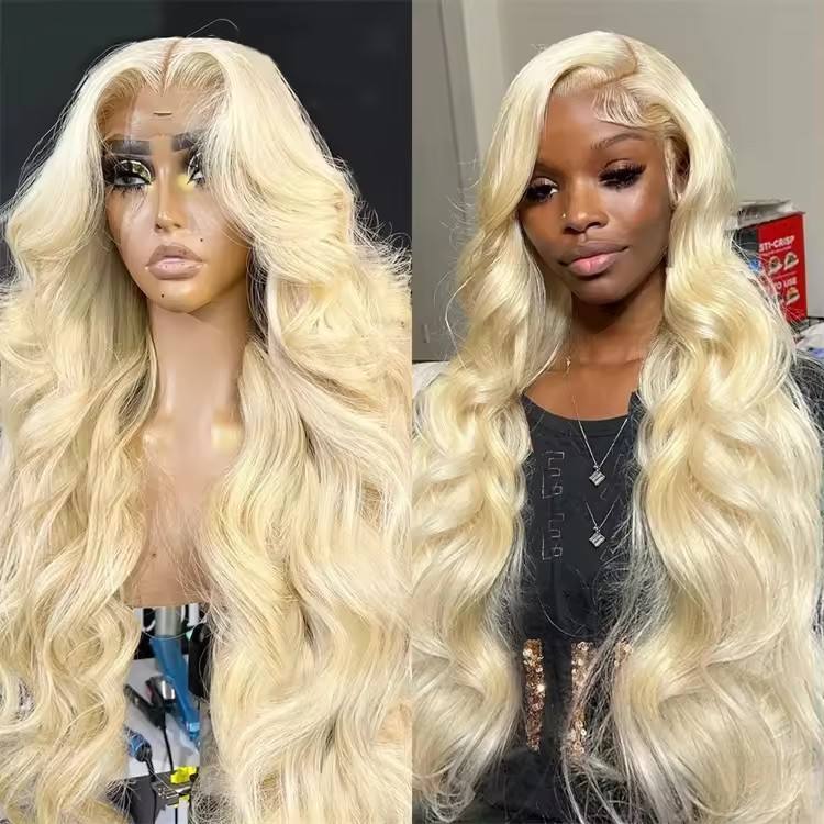 Raw Human Hair Blonde 613 Wigs Wholesale 13×6 Bleached Knots Hd Full Lace Closure Frontal Blonde Wig 613 Full Lace Wig 36 Inch