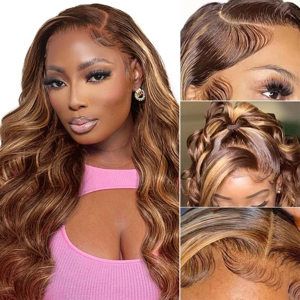 Ombre Human Hair Wigs 4/27 Highlight Color Lace Front Human Hair Wig 150 Density Brazilian 13×4 body wave Lace Front Wig