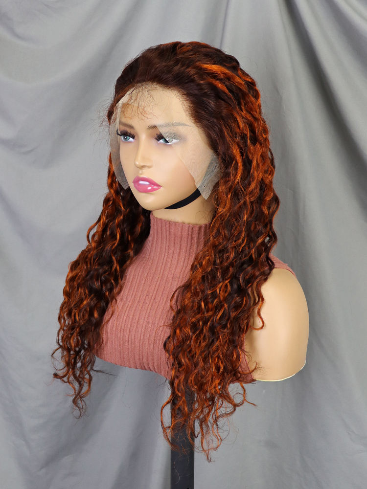 Wholesale Raw Brazilian Hair Wigs Ombre 4/30 Full Frontal Deep Wave 13×4 Lace Front Wig Highlighted Brown Curly Human Hair Wigs