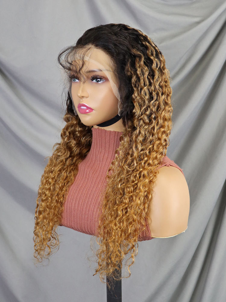 Wholesale Raw Brazilian Hair Wigs Ombre 4/30 Full Frontal Deep Wave 13×4 Lace Front Wig Highlighted Brown Curly Human Hair Wigs