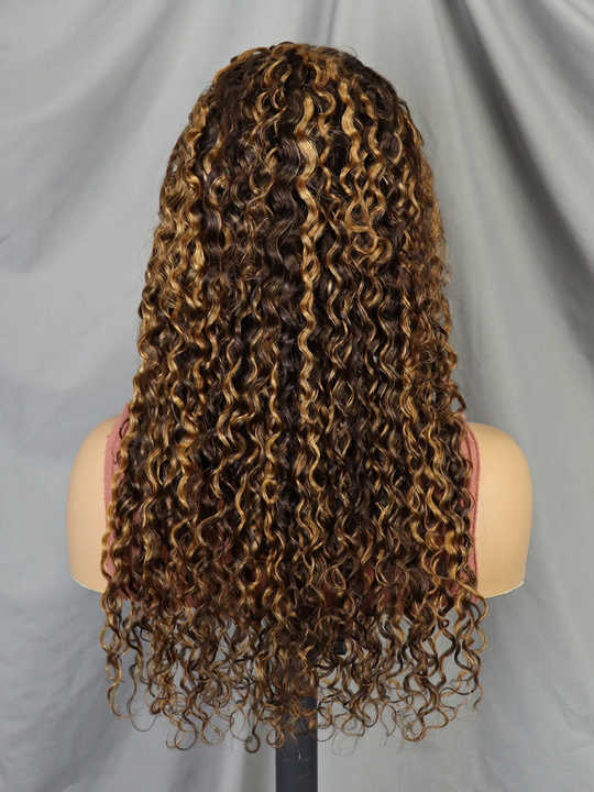 Wholesale Raw Brazilian Hair Wigs Ombre 4/30 Full Frontal Deep Wave 13×4 Lace Front Wig Highlighted Brown Curly Human Hair Wigs