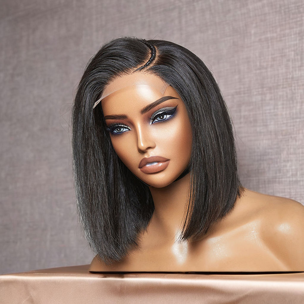 Parrucche bob senza colla con frontale in pizzo HD 13×4 13×6 Capelli grezzi Parrucche lisce in capelli umani neri da donna