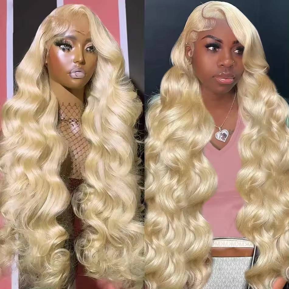 Raw Human Hair Blonde 613 Wigs Wholesale 13×6 Bleached Knots Hd Full Lace Closure Frontal Blonde Wig 613 Full Lace Wig 36 Inch