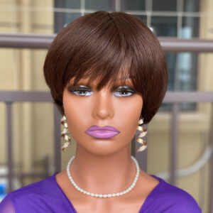 100% HUMAN HAIR Wholesale Straight Short Pixie Cut Human Hair Wigs 10A 12A Virgin Human Hair NON lace Wig