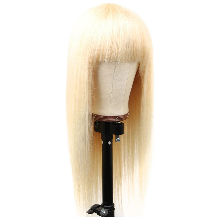 8-30 Inch 613 Blonde Human Hair Wig With Bangs Brazilian Remy Hair Full Machine Made Human Hair Wigs With Bangs For Black Women