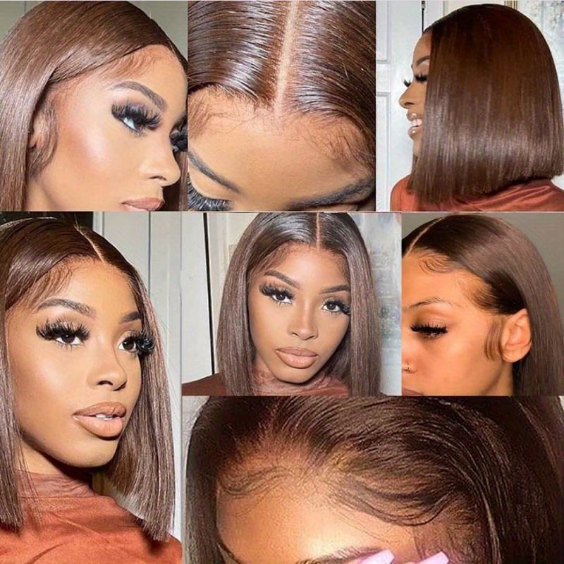 Großhandel Bob Hd Lace Perücke 100% Echthaarperücke, Perücke Hd Lace Original Frauen Schokoladenbraun Kurz Bob Lace Perücken Naturhaar