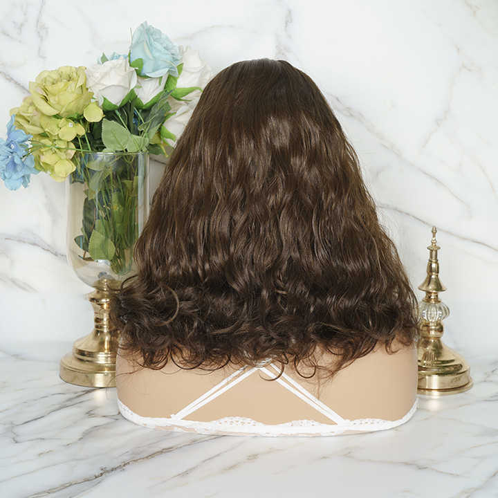Peruca de cabelo humano sem renda, cabelo humano europeu não processado 100%, peruca de cabelo humano natural para mulheres