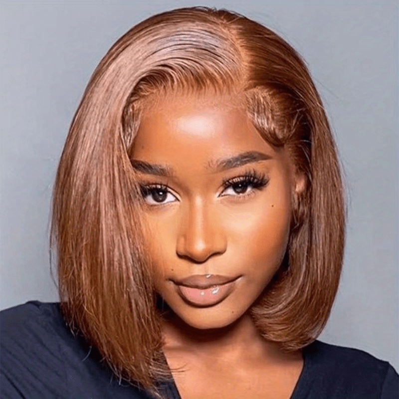 Großhandel Bob Hd Lace Perücke 100% Echthaarperücke, Perücke Hd Lace Original Frauen Schokoladenbraun Kurz Bob Lace Perücken Naturhaar