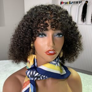 Venta al por mayor de peluca de cabello humano rizado Jerry con frontal de encaje transparente, sin procesar, de Birmania, grado 10A, 13x1 T-part.