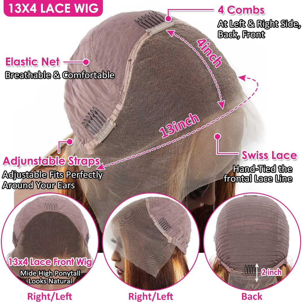 Ombre Human Hair Wigs 4/27 Highlight Color Lace Front Human Hair Wig 150 Density Brazilian 13×4 body wave Lace Front Wig