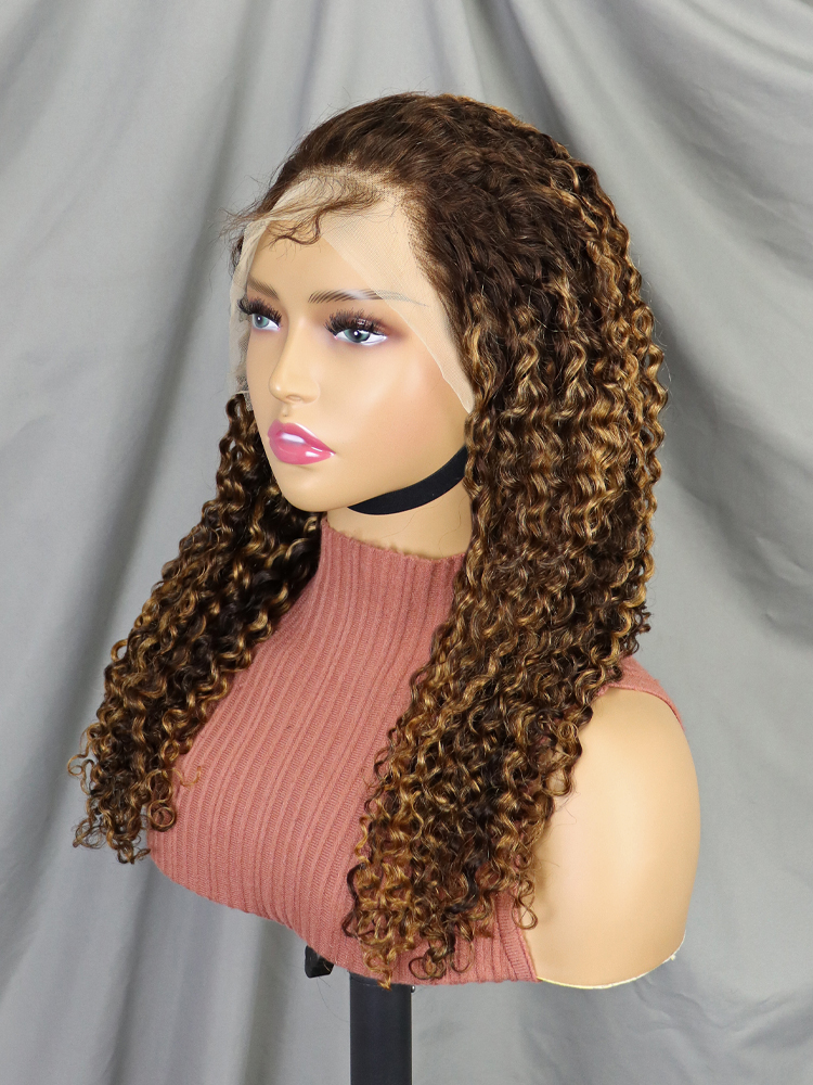 Wholesale Raw Brazilian Hair Wigs Ombre 4/30 Full Frontal Deep Wave 13×4 Lace Front Wig Highlighted Brown Curly Human Hair Wigs