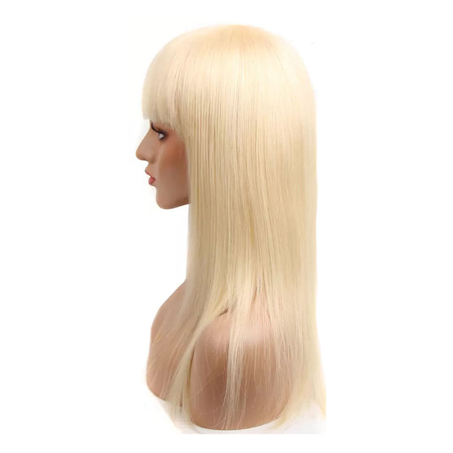 8-30 Inch 613 Blonde Human Hair Wig With Bangs Brazilian Remy Hair Full Machine Made Human Hair Wigs With Bangs For Black Women