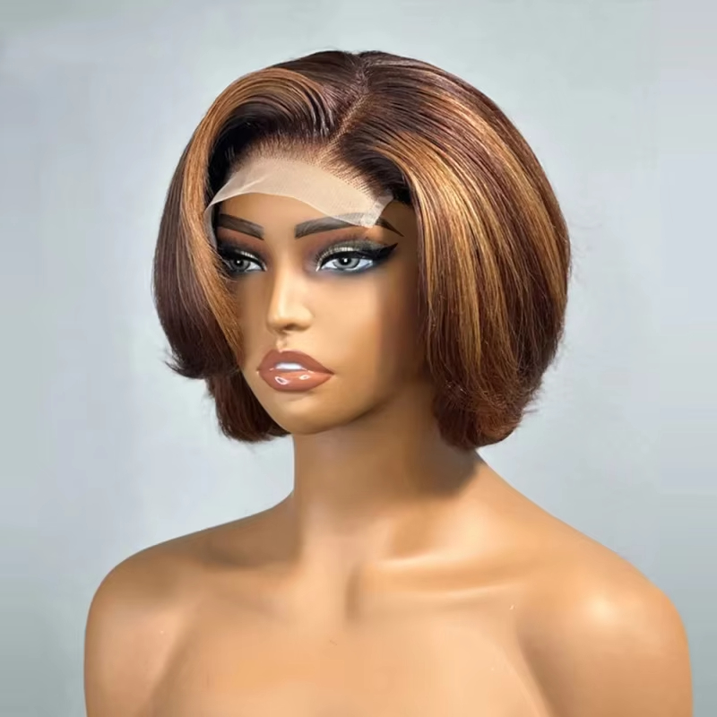 Peluca Pixie con cierre 4*4 de nuevo estilo, corte corto, cabello humano 100%