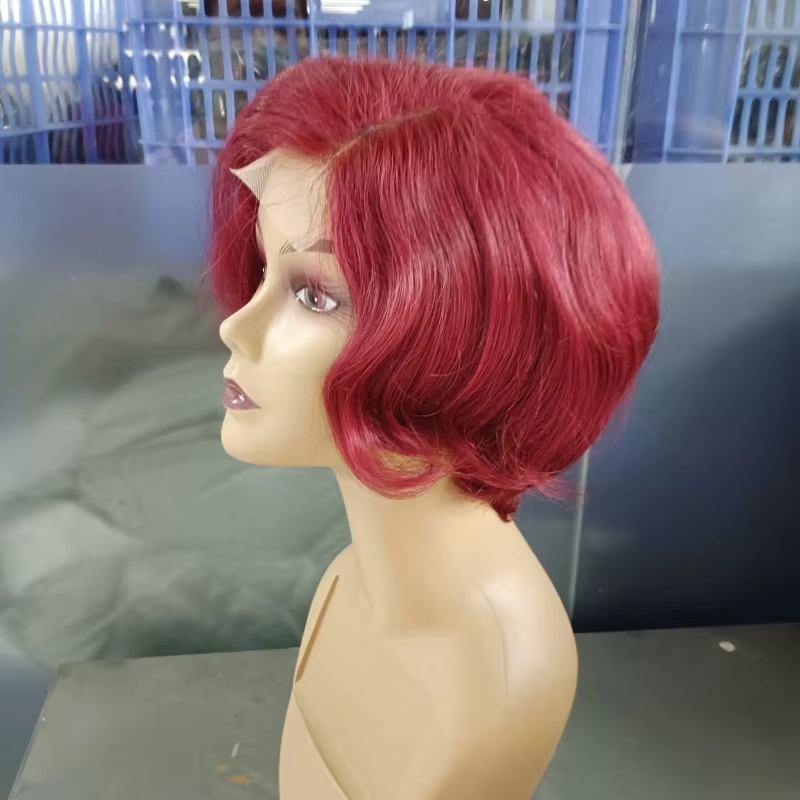 Peluca Pixie con cierre 4*4 de nuevo estilo, corte corto, cabello humano 100%