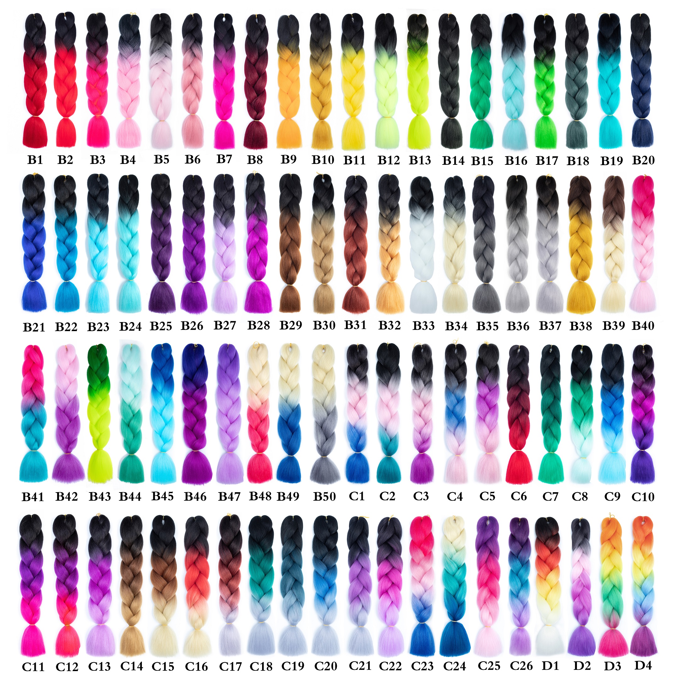 100g 24inch Synthetic yaki jumbo braid hair two tone ombre jumbo braiding hair