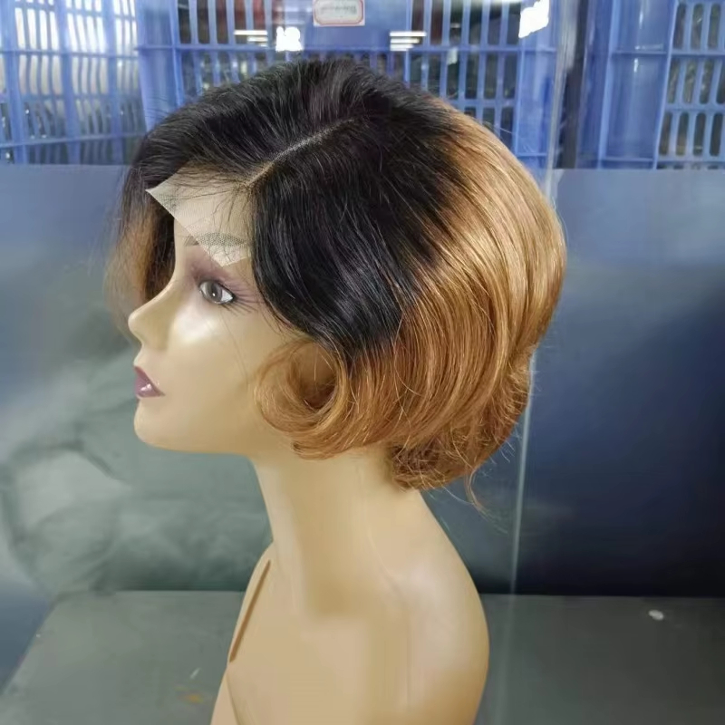 Peluca Pixie con cierre 4*4 de nuevo estilo, corte corto, cabello humano 100%