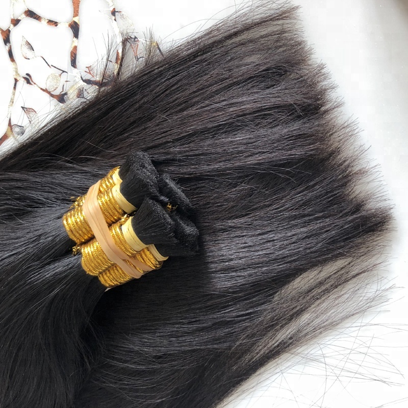 Wholesale double drawn Chinese raw virgin remy human hair bulk for braiding natural color 20cm to 85cm unwefted human bulk hair