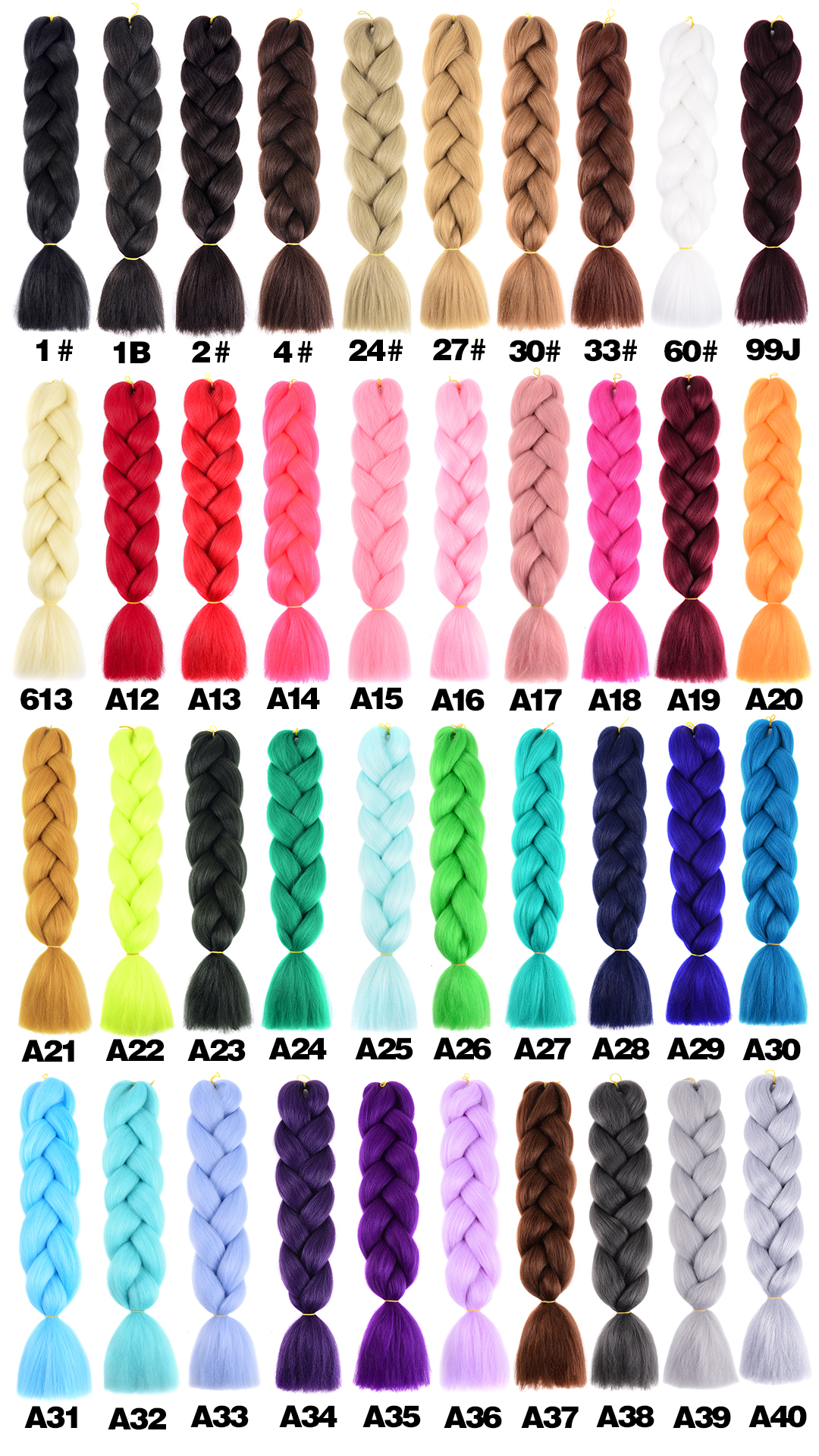 Wholesale 24in jumbo braid hair 255 different color braiding hair with factory price