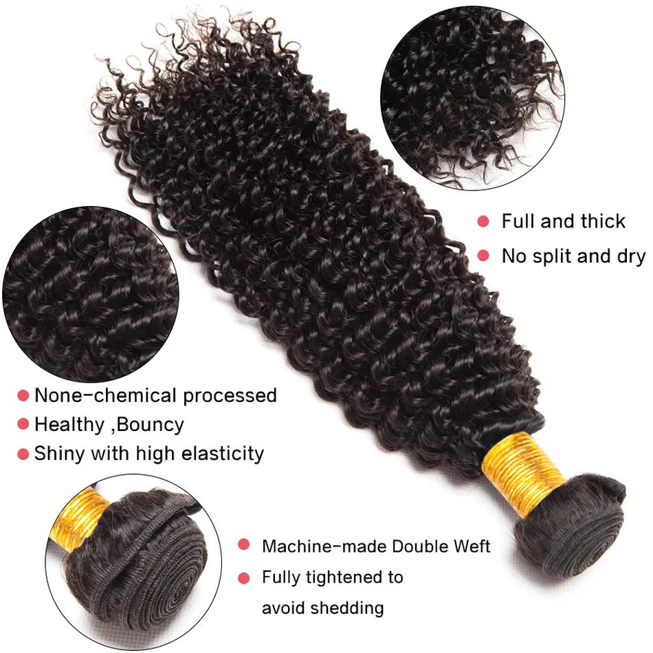 10A Jerry Curly Bundles 100% Virgin Human Hair Extensions Natural Black Weave Hair
