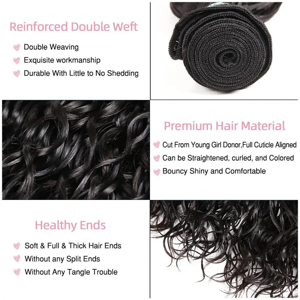 10A Brazilian Water Wave Human Hair Bundles 100% Virgin Hair Extensions
