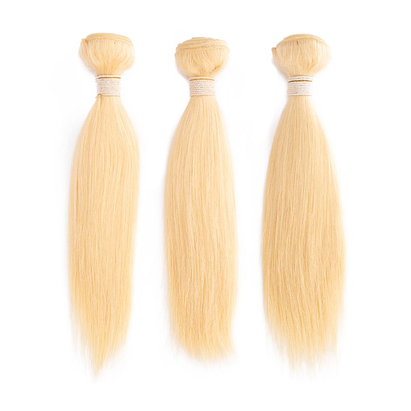 613 Human Hair Bundles Brazilian Straight Hair Bundle Honey Blonde Virgin Bundles Human Hair Extensions Weave 613 Color