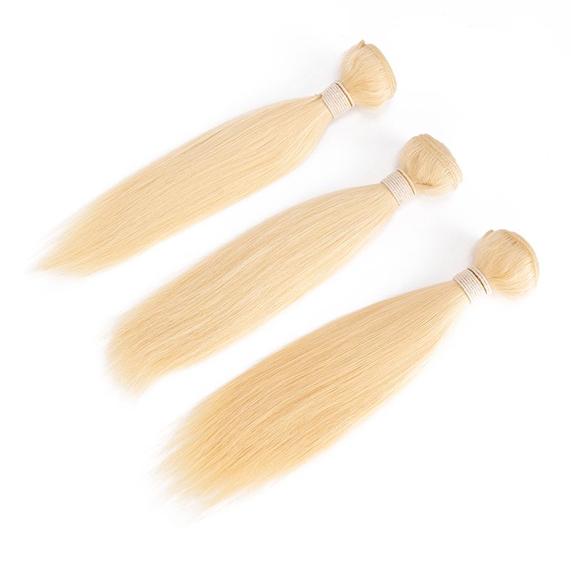 613 Human Hair Bundles Brazilian Straight Hair Bundle Honey Blonde Virgin Bundles Human Hair Extensions Weave 613 Color