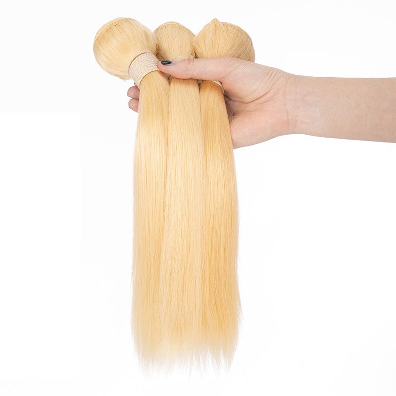 613 Human Hair Bundles Brazilian Straight Hair Bundle Honey Blonde Virgin Bundles Human Hair Extensions Weave 613 Color