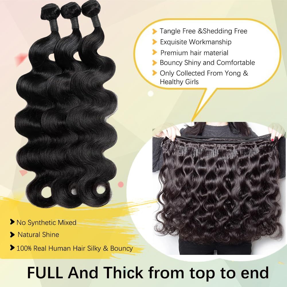 10A 100% Brazilian Cuticle Aligned Natural Black Body Wave Unprocessed Raw Virgin Human Hair Bundles