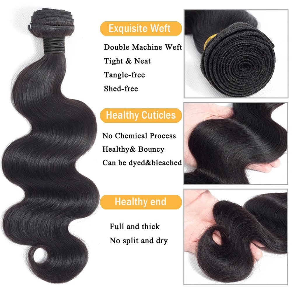 10A 100% Brazilian Cuticle Aligned Natural Black Body Wave Unprocessed Raw Virgin Human Hair Bundles
