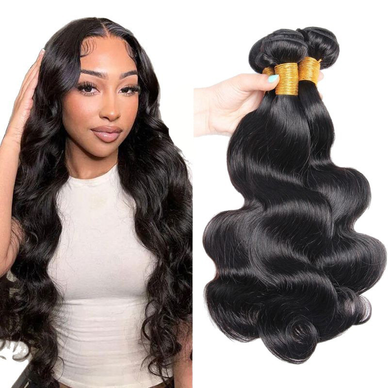 10A 100% Brazilian Cuticle Aligned Natural Black Body Wave Unprocessed Raw Virgin Human Hair Bundles