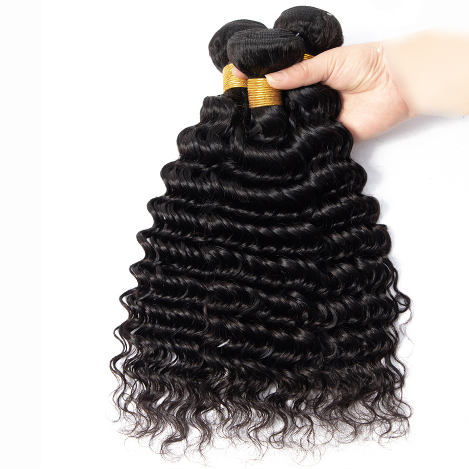 10A Deep Wave 100% Virgin Human Hair Bundles Cuticle Aligned Raw Hair Extensions