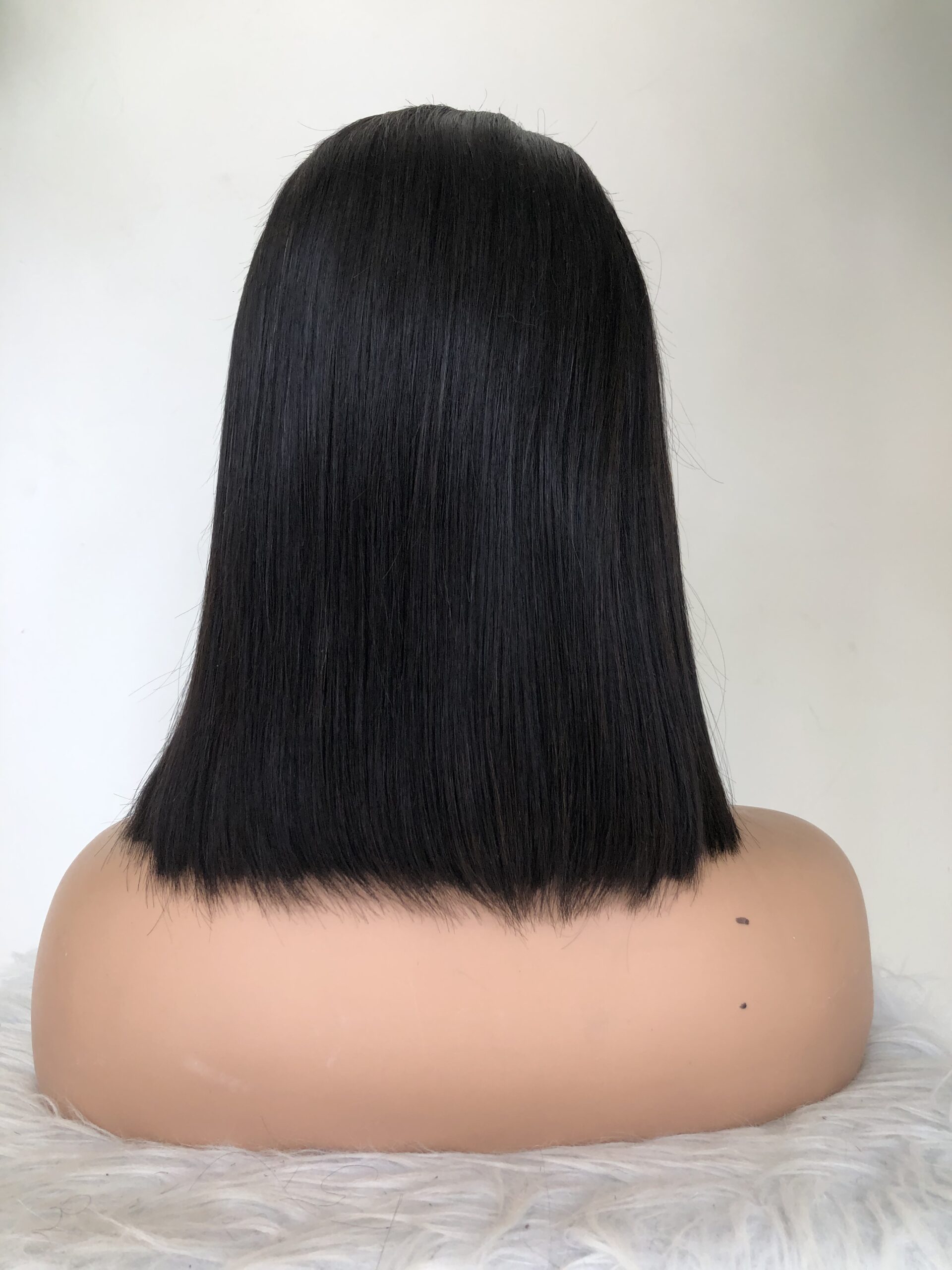 Straight Bob Wig Human Hair Transparent Lace Front Wig Natural Black Color