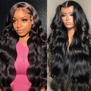 13X4/13X6 Body Wave Virgin Human Hair Wigs Brazilian Cuticle Aligned Transparent Lace Front Glueless Wig