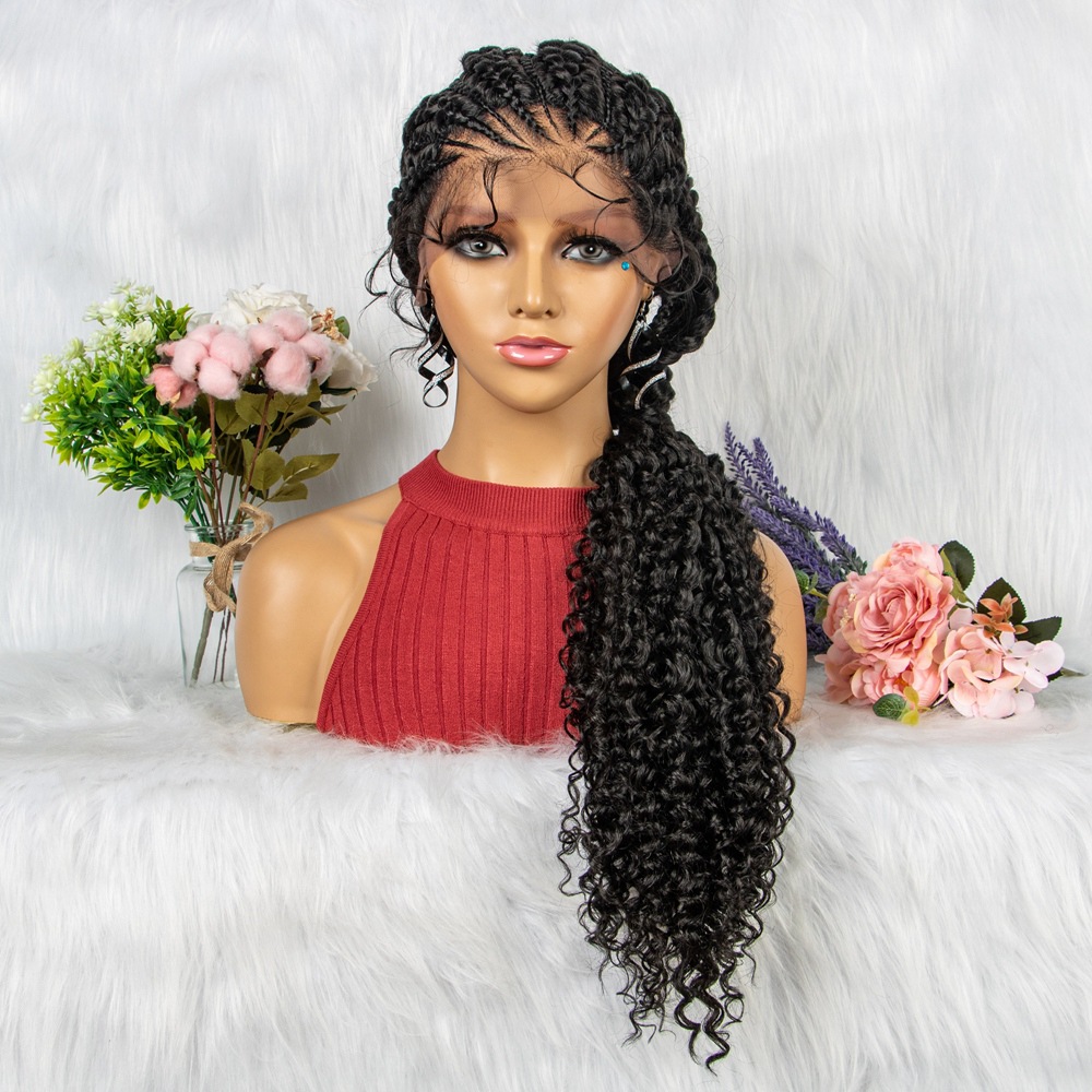 Synthetic Braided Wig with Front Lace Dreadlocks Box Braids Crochet Hair Black Hair Wig