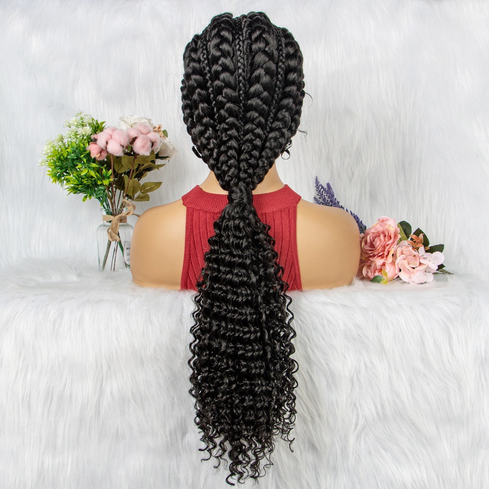 Synthetic Braided Wig with Front Lace Dreadlocks Box Braids Crochet Hair Black Hair Wig