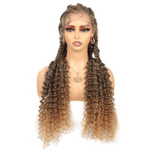 Synthetic Braided Wig with Front Lace Dreadlocks Box Braids Crochet Hair Black Hair Wig