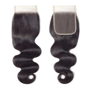 4x4/5x5 Free Part Body Wave Closure Black Color Brazilian Virgin Transparent Lace Human Hair Closure